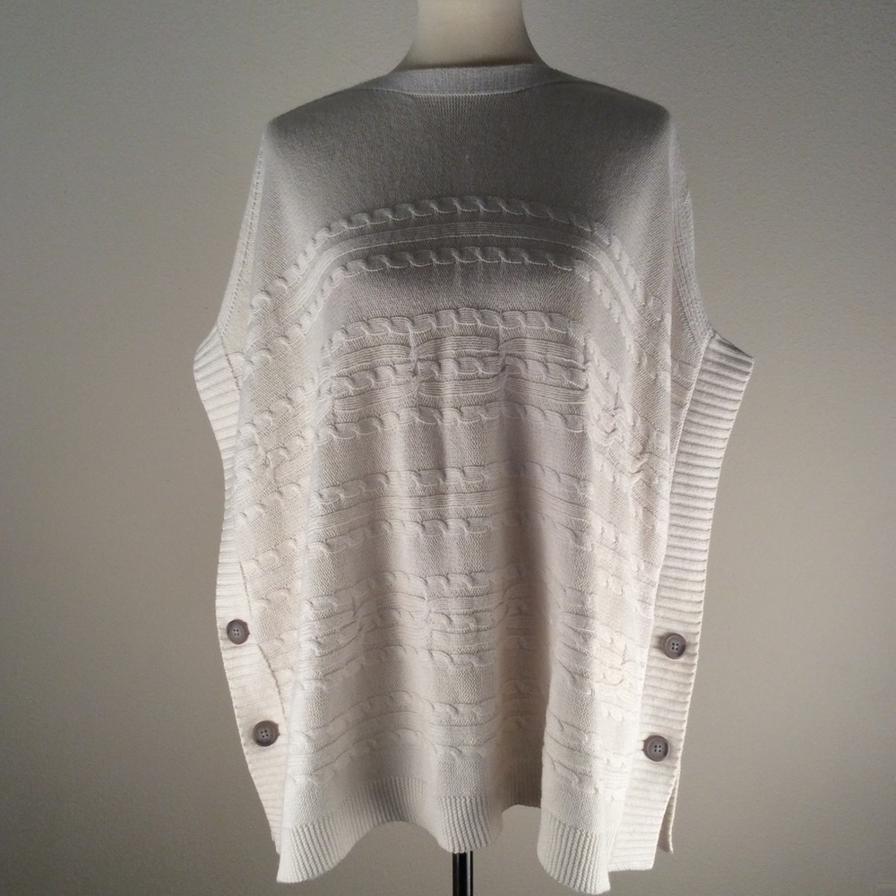 Banana Republic Sweater Poncho Cream Cable Knit